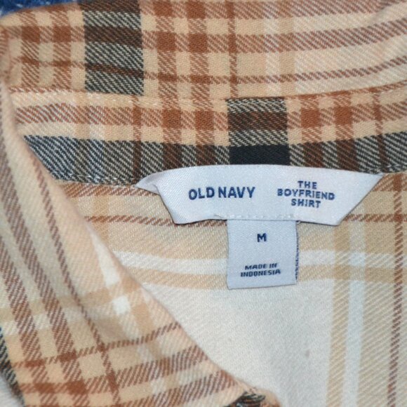3 OLD NAVY 100% Cotton Flannel Boyfriend Button-Down Shirts LOT MEDUIM - Picture 2 of 6